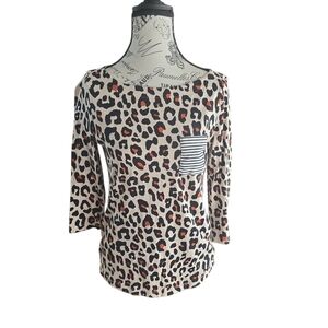 LOFT Leopard Print Blouse with Pocket